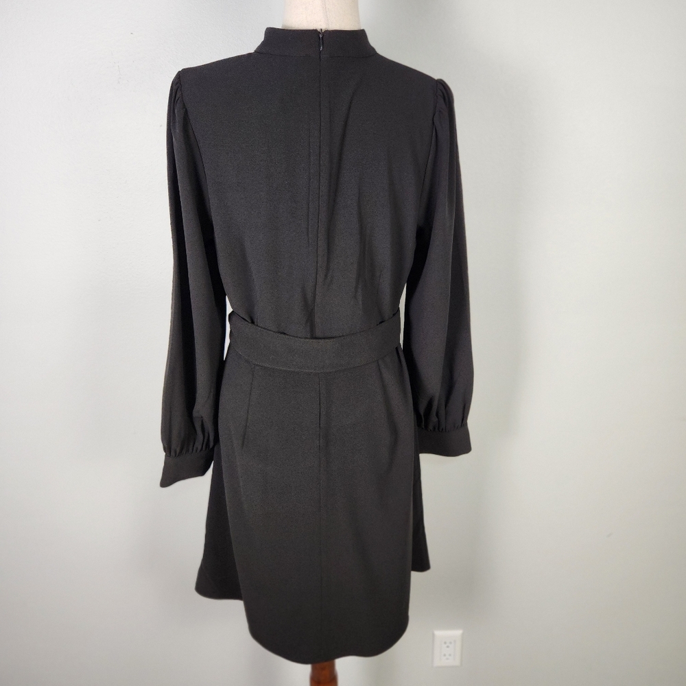 NWT Banana Republic Black Mock Neck Belted Fit & Flare Mini Dress Size 10 #0602 - Picture 8 of 14